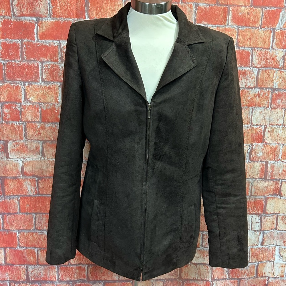 Nygard‎ Brown Microsuede Zip Front Blazer